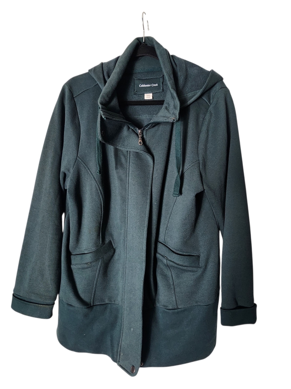 Coldwater Creek Dark Green Hooded Trench Coat